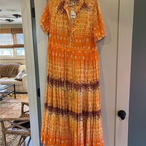 Anthropologie Orange Maxi Dress
